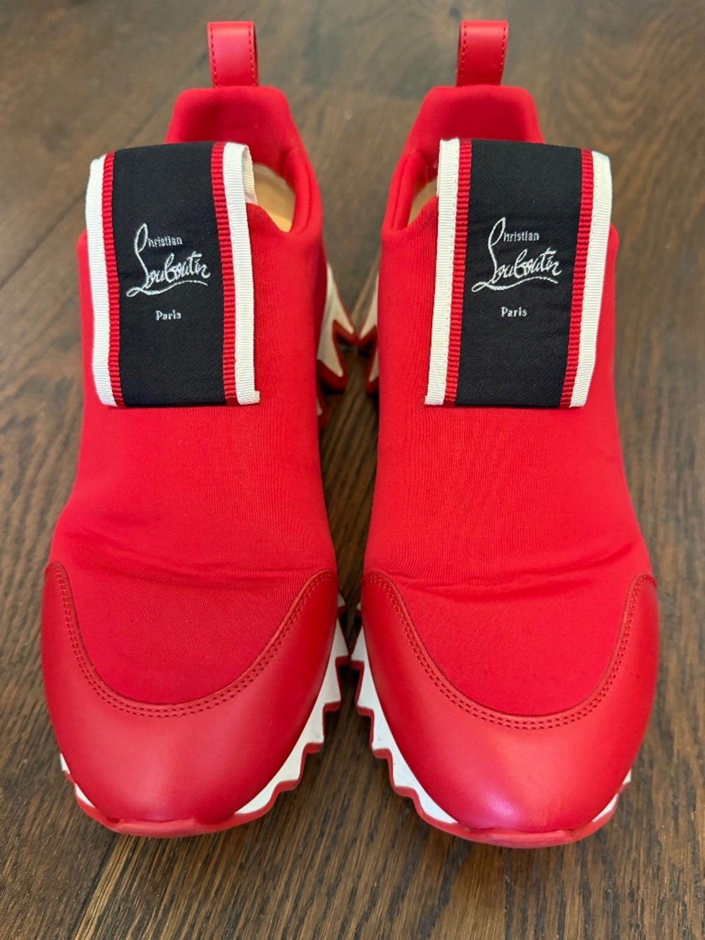 Christian Louboutin Tiketa Run Sneakers Slip On Neoprene Wedge Designer Sz. 37.5